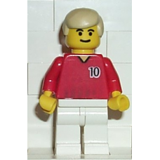 soc089 Soccer Player Red-White Team with shirt 10 